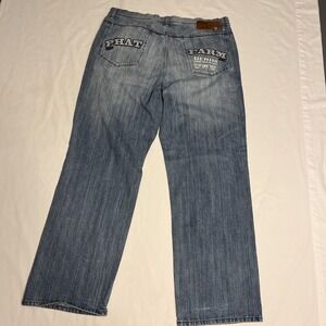 Phat farm Baggy Jeans Embroidered Size 40x32 Y2k Grunge Wide Leg Skater